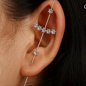 ʕ·ᴥ·ʔ Ear Wrap Crawler Hook with Rhinestones Earrings